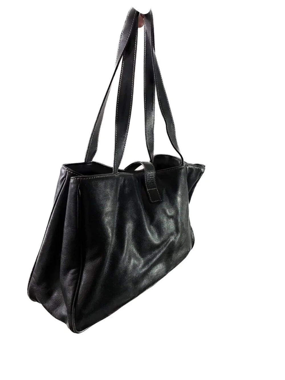 Vintage Lauren Ralph Lauren Black Glove Leather Shopper Tote Bag